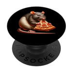 Drôle de rat mangeant des pizzas peperoni PopSockets PopGrip Adhésif