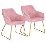 WOLTU Chaise de Salle à Manger Lot de 2, Moderne Chaise de Cuisine, Fauteuil scandinave, Chaise Coiffeuse, pour Salle de Séjour, Chambre à Coucher, Cuisine, en Velours et métal Rose BH246rs-2