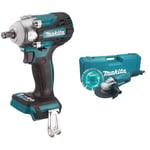 Makita DTW300Z Li-ion LXT Brushless Cordless Impact Wrench, Batteries and Charger Not Included, 18 V & GA9020KD/1 110V 230mm Angle Grinder Complete with Diamond Blade Supplied in A Carry Case