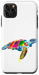 Coque pour iPhone 11 Pro Max Joli motif floral tortue de mer coloré corail et coquillage
