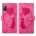 Pink Pen Heart Cat Pu-Kotelo, Joka On Yhteensopiva Samsung Galaxy S20 Fe 5G:N Kanssa