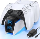 Station De Charge Manette Ps5, Chargeur Ps5 Pour Manette Ps5 Compatible Avec Dualsense Ps5 & Edge, Accessoires De Station De Charge Ps5 Avec 9 Modes Led Et Prise Eu