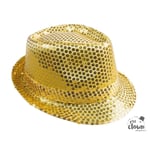 Chapeau à paillettes - Or - Borsalino - Déguisement - Disco - Année 80 - Taille