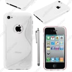 Housse Etui Coque Silicone Motif S-line Transparent pour Iphone 4S 4 + Stylet