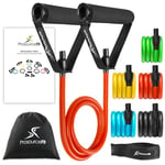 ProSource Premium Latex Resistance Exercise Band Set (Set of Five) With Door Anchor and Manual