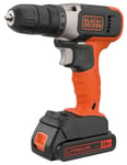 Black & Decker 18V Cordless Drill  1.5Ah Battery + Charger, Integrated LED Light