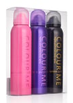 COLOUR ME Pink/Purple/Gold Femme - Triple Pack, Fragrance for Women, 3 x 150ml Body Spray, by Milton-Lloyd