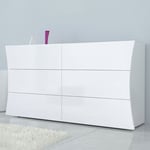 Commode de chambre 6 tiroirs blanc brillant buffet Arco Sideboard