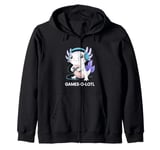 Axolotl Gamer Headphones Controller Games-O-Lotl Zip Hoodie