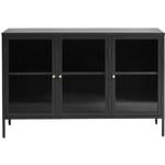 Drawer - Buffet 3 portes en verre strié et métal L132cm - Noir - bjorn