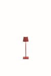 Zafferano, Lampe Poldina Micro, Lampe de Table Rechargeable et Sans Fil avec Contrôle Tactile, Convient pour le Salon et l'Extérieur, Dimmer 2200-3000 K, Hauteur 27,5 cm, Couleur Rouge