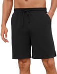 Demegimi Short Pyjama Homme Homme Coton Pantalon Shorts avec Poches Bermuda Court Bas de Pyjama Homme de Nuit Élastique Ajustable Pyjama Short