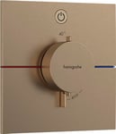 hansgrohe ShowerSelect Comfort E - Mitigeur thermostatique, Robinet encastré avec arrêt de sécurité (SafetyStop) à 40°C, Thermostat carré, 1 sortie, Bronze brossé