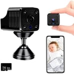 Caméra 4K Espion Wifi Hd Interne Avec Carte Sd 32 Go ¿ Résolution 1080P Caméra Cachée Sans Fil, Caméra De Surveillance, Moniteur Pour Enfants Ou Voiture Ou Maison, Batterie 1300 Mah Longue Autonomie