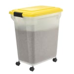 Iris Ohyama, Boite Croquette Chien Hermetique à Roulettes, 45L/15kg, Jaune, Couvercle à Rabat avec Joint Etanche, Plastique, pour Chien, Chat, Friandises, Conteneur Croquettes, sans BPA, ATS-L