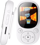 Lecteur MP3 Bluetooth Sport avec Clip, Mini Lecteur de Musique, écran Couleur TFT, Supporte jusqu'à 128GB de Carte SD, Radio FM, Podomètre (Blanc)