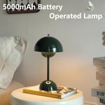 Kukkaruukun johdoton pöytälamppu, 1800 mAh akkusienipöytälamppu, kannettava patiopöytälamppu, pieni ladattava lamppu (vihreä)