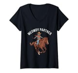 Womens Meowdy Partner Cat Tee | Funny Cowboy Cat V-Neck T-Shirt