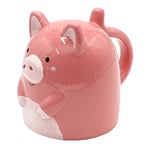 Dekohelden24 Tasse à café, tasse à café sur la tête, motif : tasse de cochon, dimensions H x Ø : 12 x 9 cm, capacité 550 ml, rose