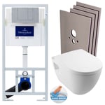 Pack wc Bâti-support + wc Serel SM26 sans bride + Abattant softclose + Plaque chrome mat + Set habillage - Villeroy&boch