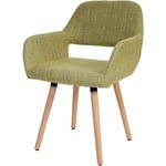 HHG - Chaise de salle à manger Altena ii, fauteuil, design rétro des années 50, tissu, vert clair