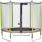 Trampoline de jardin 305 cm + filet de sécurité jumpi Taupe/Vert 300. Trampoline certifié par le critt sport & loisirs - Kangui