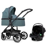 Pixini Poussette 3 en 1 NEYLA, Trio, Enfant, Siège Auto, Accessoires (glossy petrol)