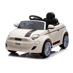 TURBO CHALLENGE - Fiat 500 - Porteur Elèctrique - 119221 - Voiture Télécommandée - Blanc - 30Kg Max - Plastique - Batteries Rechargeables et Piles Non Incluses - De 3 Ans À 6 Ans