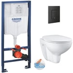 Grohe Pack WC Rapid SL + WC Bau Ceramic sans bride + Siège abattant SoftClose + Plaque de commande noir mat (RapidSL-Bau-KF0)