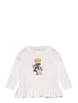 Polo Bear Cotton Jersey Peplum Tee Ralph Lauren Baby White