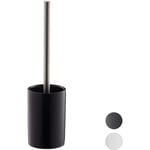 Relaxdays - Porte brosse wc céramique avec brosse wc et tête changeable poignée en métal rond 36 cm, noir