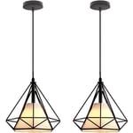 2 pcs Lustre Suspension Créative Moderne Ø25cm Éclairage de Plafond pour Salon Chambre Coucher E27 sans Ampoule Noir