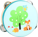 Small Foot-10721 Tambourin Petit Renard en Bois, Instrument de Musique adapté aux Enfants pour développer Le Sens du Rythme Jouet, 10721, Bleu Vert