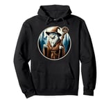 A majestic, long-haired cat dressed as a wise wizard Pullover Hoodie