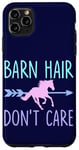 Coque pour iPhone 11 Pro Max Équitation Barn Hair Don't Care Funny Equestrian Rider