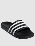 adidas Sportswear Womens Adilette Aqua Sliders - Black/White, Black/White, Size 10, Women