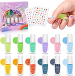 Kids Nail Polish Set, 12 Colors Non-Toxic Peel-Off Children Nail Polish Kit with