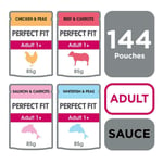 144 X 85g Perfect Fit Adult Wet Cat Food Pouches Mixed Selection In Sauce