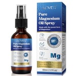 Magnesium Oil Spray 60ml, 100% Pure & Natural Magnesium Spray, Magnesium Oil for Feet, Promotes Sleep, Ideal for Sports & Muscle Recovery