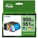 Coloran 950XL 951XL Ink Cartridges Combo Multipack Replacement for HP 950 951 XL Compatible for Officejet Pro 8100 8600 8610 8615 8620 8625 8630 8640 251dw 276dw(Black/Cyan/Magenta/Yellow,4-Pack)