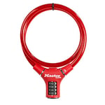 MASTER LOCK Cable Antivol Vélo [90 cm Câble] [Combinaison] [Extérieur] [Rouge] 8229EURDPRORED - Idéal pour Vélo, Vélo Electrique, Skateboard, Poussettes, Tondeuses et autres Equipements