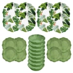 Epicurean Amazon Floral Green 24 Piece Melamine Outdoor Dinnerware Set for 8