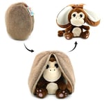 LES DÉGLINGOS - FLIPETZ - Doudou Coconet Le Singe/Noix de Coco- Singe Cache-Cache réversible - Peluche Toute Douce pour bébé - Idées Cadeaux de Naissance, Marron