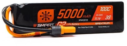 3S 5000mAh 11.1v 100C Spektrum Smart G2 LiPo Battery: IC5 O-SPMX53S100