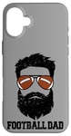 iPhone 16 Plus Football Dad Funny Messy Hair Beard Football Dad Case