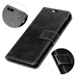 KM-WEN® Case for Sony Xperia 1 (6.5 Inch) Book Style Retro Crazy Horse Pattern Magnetic Closure PU Leather Wallet Case Flip Cover Case Bag with Stand Protective Cover Black