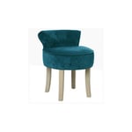 Atmosphera Créateur D'intérieur - Tabouret En Velours Firmin Bleu Canard Atmosphera