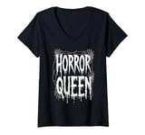 Womens Horror Queen Movie Lover Gothic Halloween Graphic Design V-Neck T-Shirt