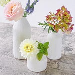 Kate Aspen Lot de 3 vases à bourgeons Blancs en céramique bohème pour Herbe de la Pampa, Eucalyptus, Fleurs sèches et Plantes | Décoration d'étagère, décoration de cheminée, décoration de Ferme