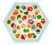 Hess 14901 Jeu de mosaïque Hexagonal en Bois 24 pièces pour Enfants à partir de 3 Ans Fait à la Main Idéal comme Cadeau d'anniversaire, de Noël ou de Pâques